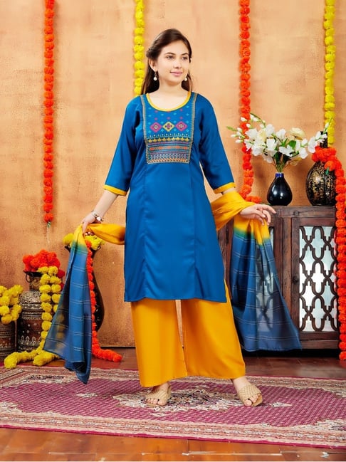 Aarika Girls Blue Embroidered Kurti-picture-40