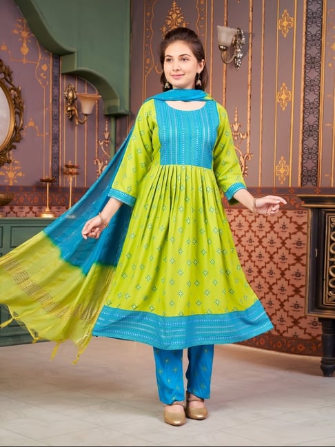 Aarika Girls Green Printed Kurti-picture-14
