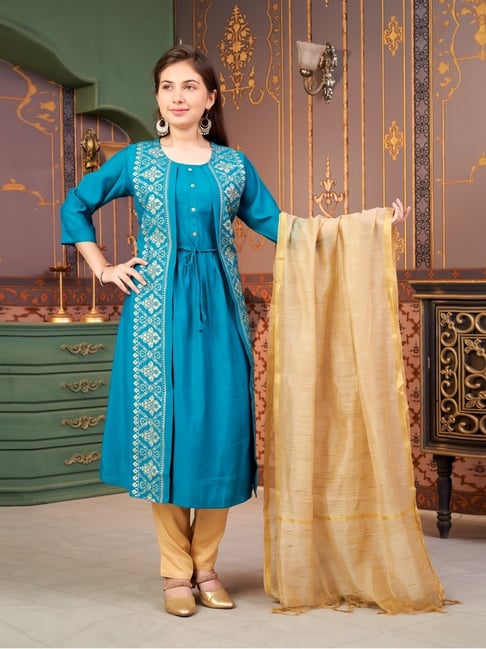 Aarika Girls Blue Printed Kurti-picture-27