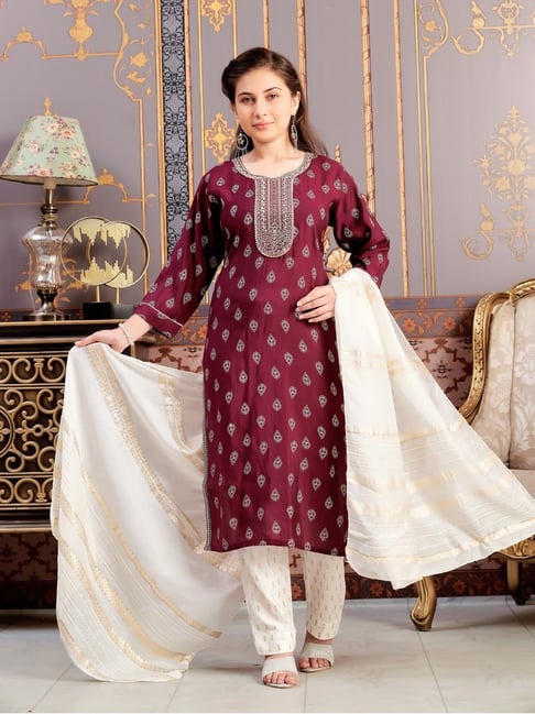 Aarika Girls Maroon Embroidered Kurti-picture-42
