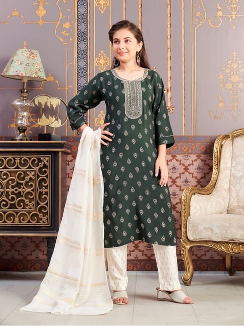 Aarika Girls Green Embroidered Kurti-picture-16