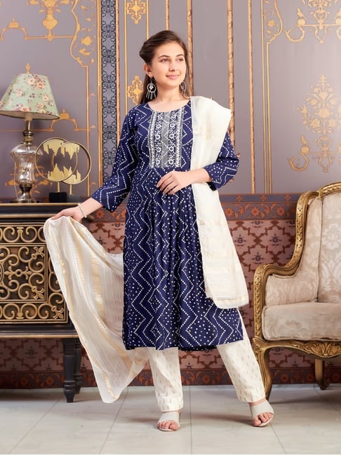 Aarika Girls Navy Printed Kurti