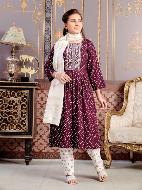 Aarika Girls Maroon Printed Kurti-picture-10