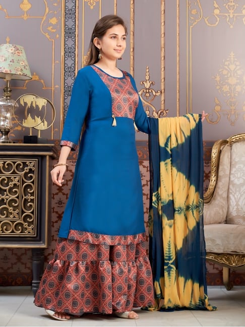 Aarika Girls Blue Printed Kurti-picture-34