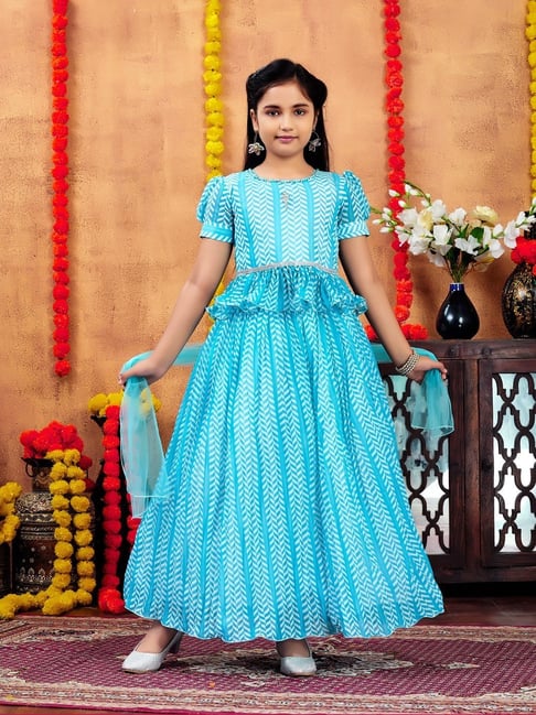 Aarika Girls Turquoise Printed Lehenga Choli Set-picture-20