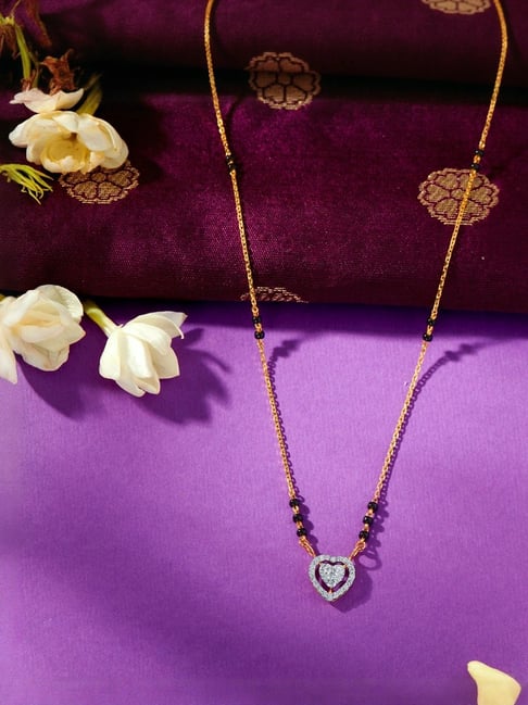 P.N.Gagdil Jewellers Dazzling Heart Gold & Diamond Modern Mangalsutra for Woman