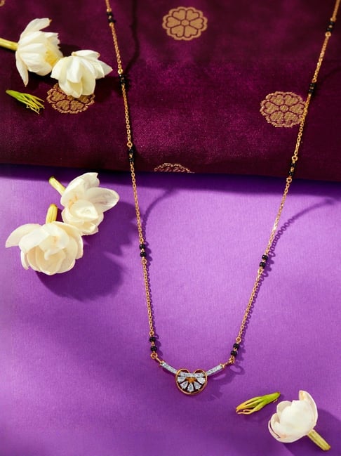 P.N.Gagdil Jewellers Lustrous Heart Gold & Diamond Modern Mangalsutra for Woman