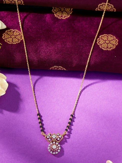 P.N.Gagdil Jewellers Heavenly Bond Gold & Diamond Modern Mangalsutra for Woman