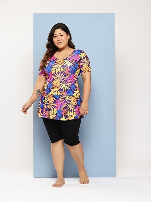 Short Sleeve Plus Size Swim Tunic Womens Misses To Plus Rash Guard