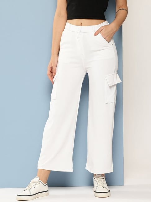 Aarika White Nylon Solid Pants-picture-40