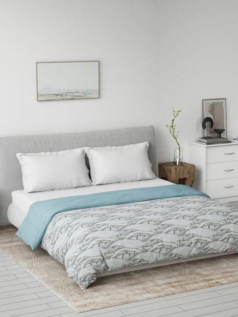 DDecor Primary Collection Blue Cotton Floral Double Dohar-picture-14