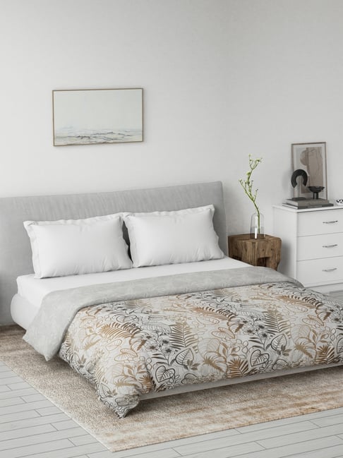 DDecor Primary Collection Brown Cotton Floral Double Dohar