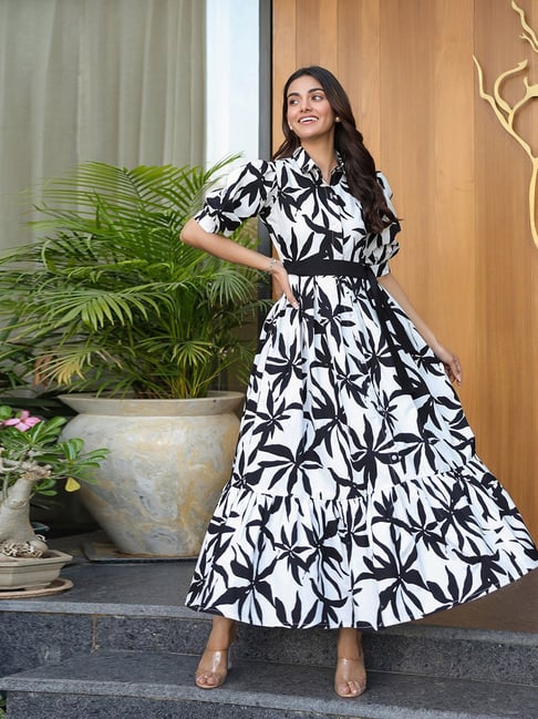 BInfinite Keep It Casual White Cotton Regular Fit Dress