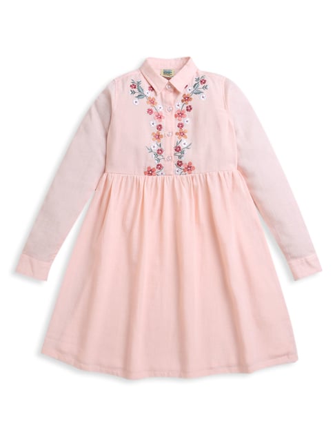 Zip Zap Zoop Girls Peach Regular Fit Embroidered Dress-picture-31
