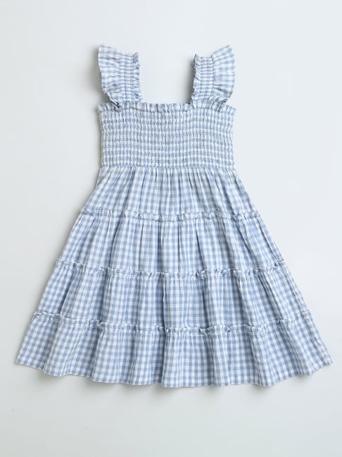 Zip Zap Zoop Girls Blue Regular Fit Chequered Dress-picture-22