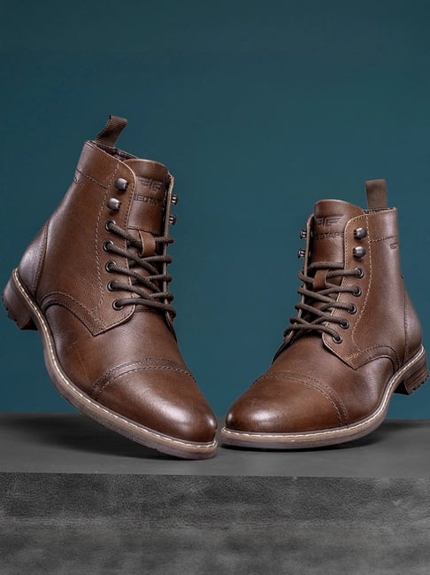 Red Tape Men's Modern Classics Brown Biker Boots