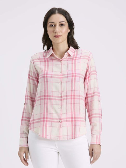 Pepe Jeans Pink Cotton Regular Fit Checks Shirt-picture-45