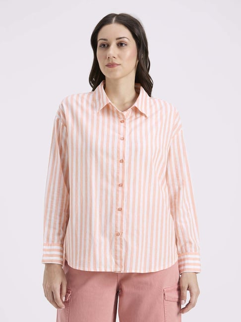 Pepe Jeans Orange Cotton Comfort Fit Striped Shirt-picture-40