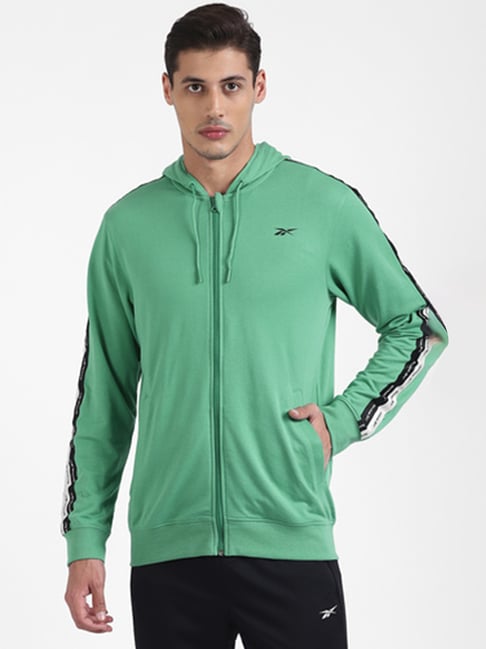 Reebok Green Regular Fit Solid Sweatshirt-image-4