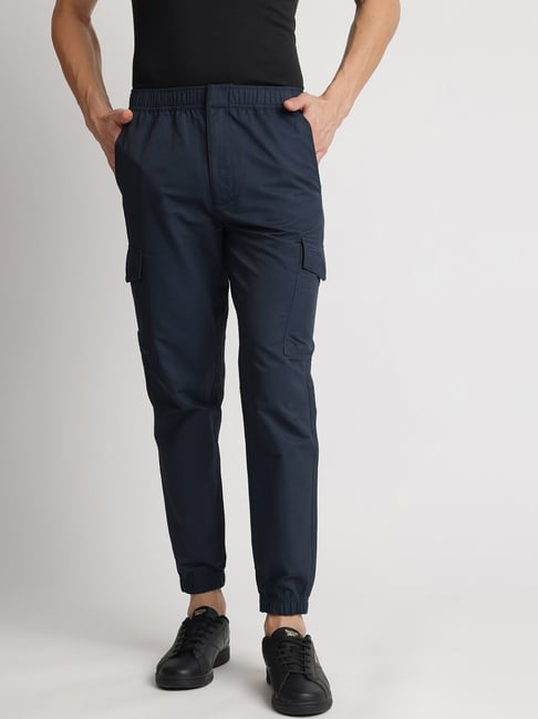 Reebok Navy Regular Fit Solid Joggers-picture-12