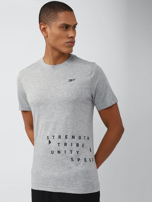 Reebok Grey Regular Fit Graphic T-Shirt