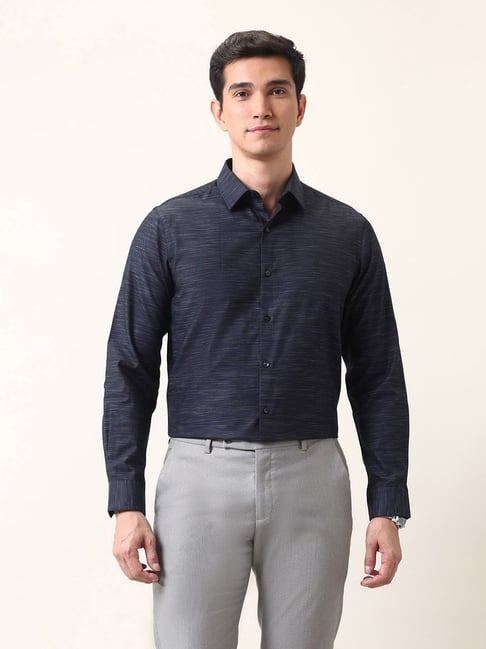 Arrow Blue Cotton Regular Fit Self Design Shirt-picture-37