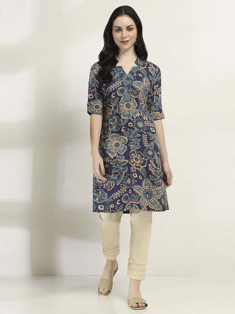 Rangriti Indigo Viscose Rayon Straight Kurta-picture-38