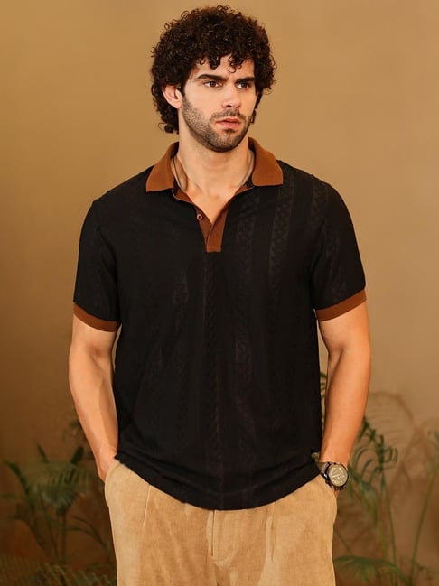 cahoot Campus Sutra Multicolor Polycotton Regular Fit Textured Polo T-Shirt-picture-36