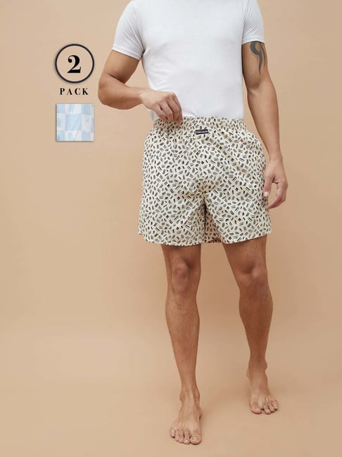 Fame Forever By Lifestyle Multicolour Cotton Regular Fit Printed Boxers - Pack Of 2