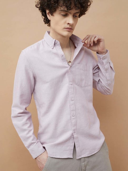 Fame Forever By Lifestyle Purple Cotton Regular Fit Shirts-picture-33