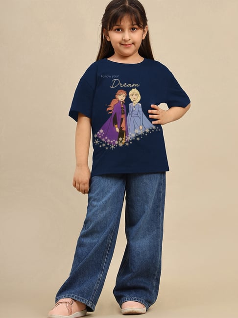 Kidsville Frozen Printed Oversized Tshirt For Girls-image-47