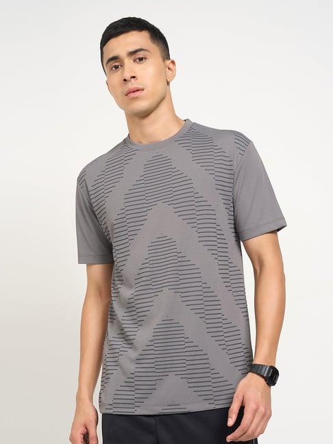 Ajile By Pantaloons Grey Relaxed Fit Printed Sports T-Shirt