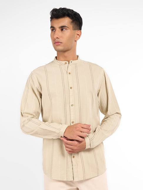 7 Alt By Pantaloons Beige Cotton Relaxed Fit Striped Shirt-picture-32