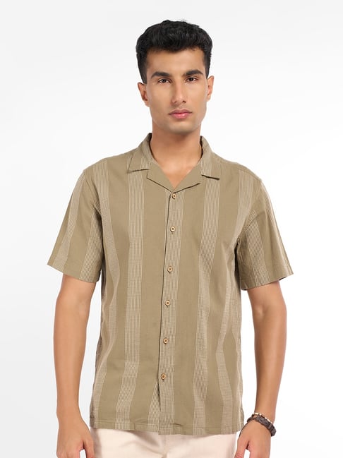 7 Alt By Pantaloons Green Cotton Relaxed Fit Striped Shirt-picture-42
