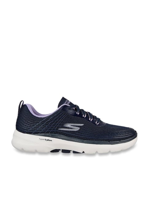 Skechers Women's GO WALK 6 - STUNNING GLOW Navy Lavender Walking Shoes-picture-14