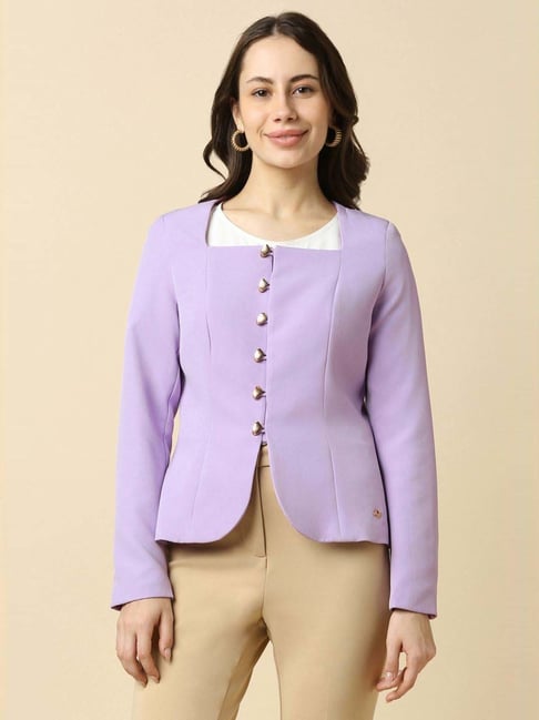 Allen Solly Purple Regular Fit Blazer-picture-32