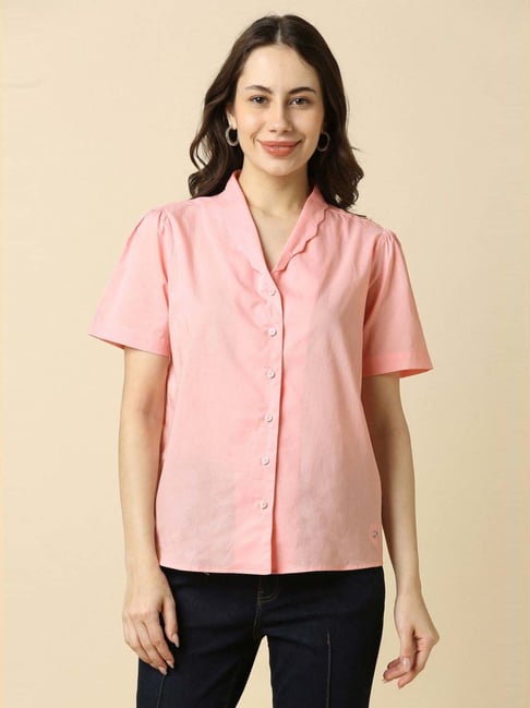 Allen Solly Pink Cotton Regular Fit Shirt-picture-28