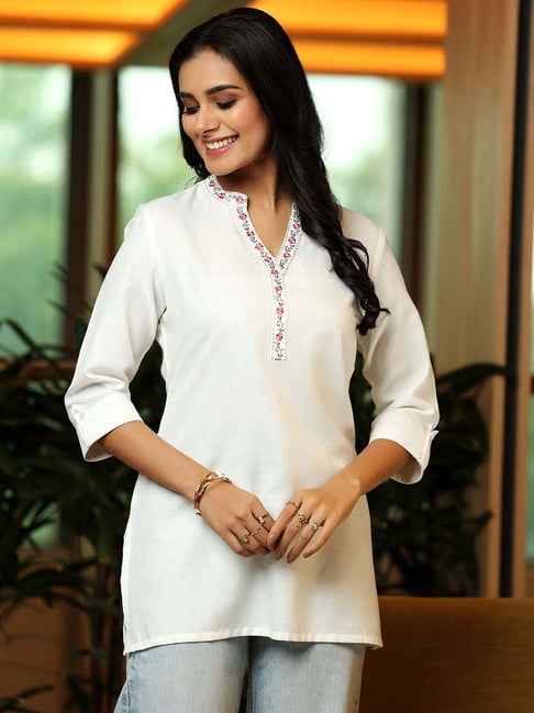 Libas White Regular Fit Kurtis-picture-13