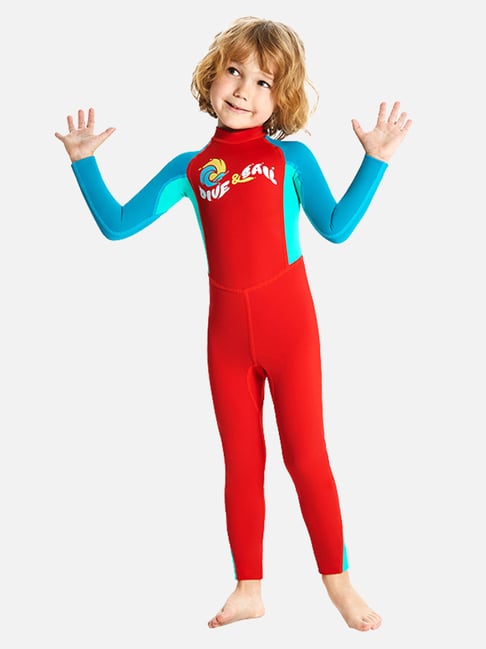 Little Surprise Box Unisex Red Comfort Fit Printed Swimsuit