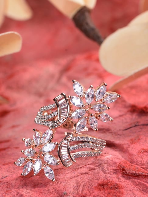 Saraf RS Jewellery Rose Gold American Diamond Floral Ring