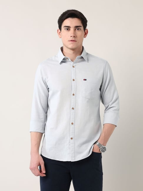 Ad By Arvind Grey Slim Fit Self Pattern Shirt-picture-34
