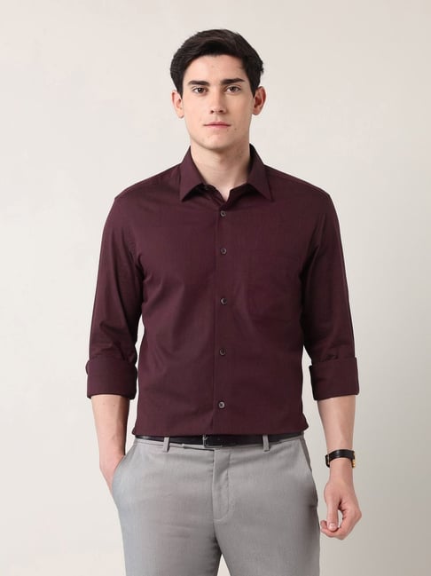 Ad By Arvind Maroon Regular Fit Shirt