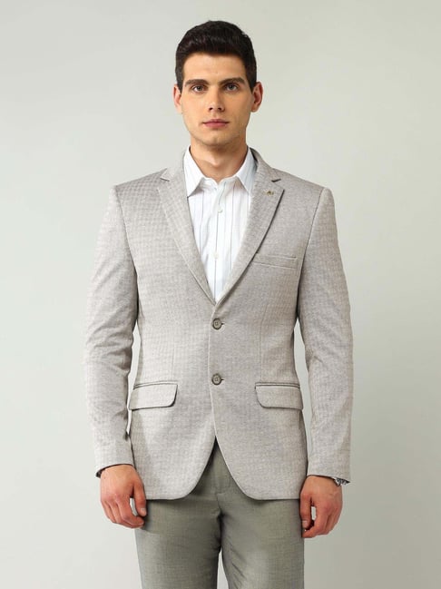Ad By Arvind Grey Relaxed Fit Texture Blazer