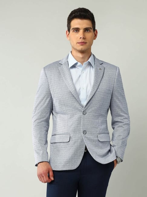 Ad By Arvind Grey Relaxed Fit Texture Blazer