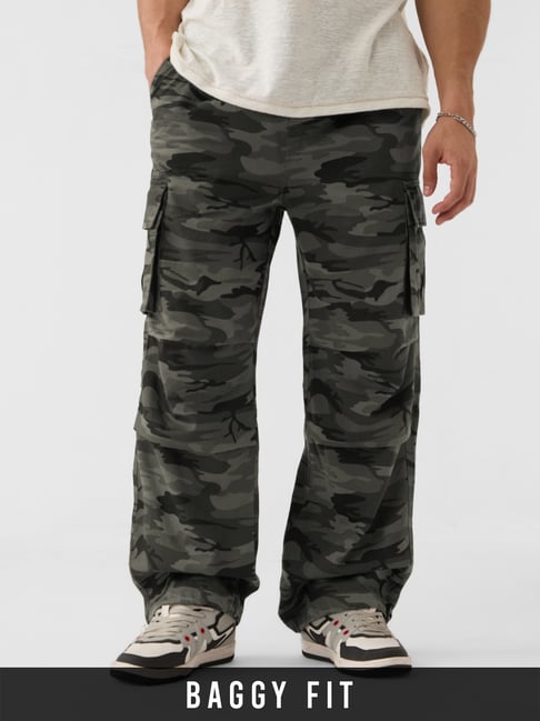 The Souled Store Grey Loose Fit Camo Joggers