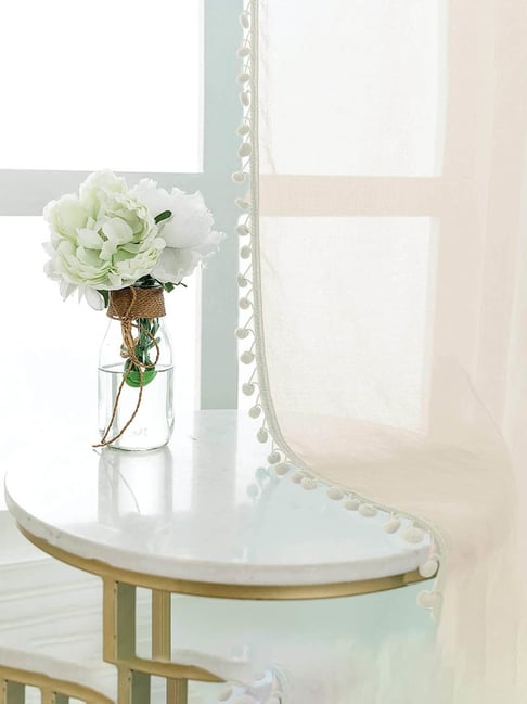 Urban Space Cream Polyester Window Curtain with Eyelets & Tieback (5 ft)-picture-42