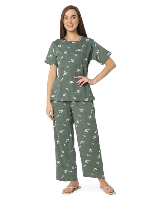 Smarty Pants Green Cotton Printed Night Suit-picture-15