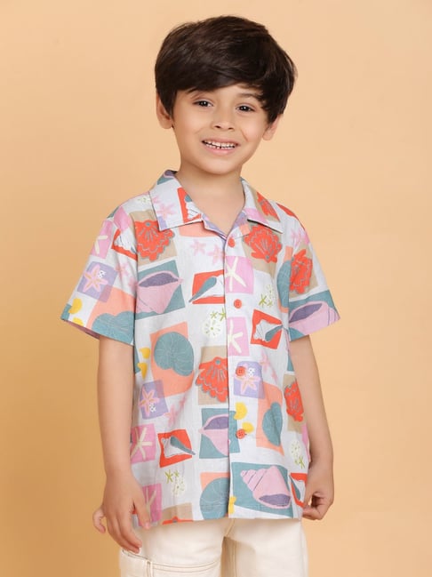 Tales & Stories Boys Grey Cotton Printed Shirt-picture-21