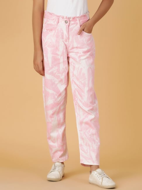 Tales & Stories Girls Pink Cotton Printed Jeans-picture-18
