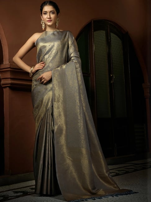 Vardha Grey Woven Saree With Unstitched Blouse-image-45